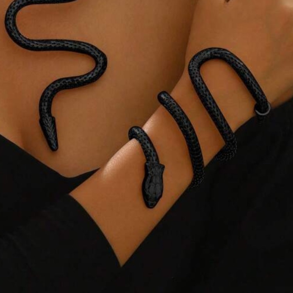 Chic Black Snake Wrap Bracelet